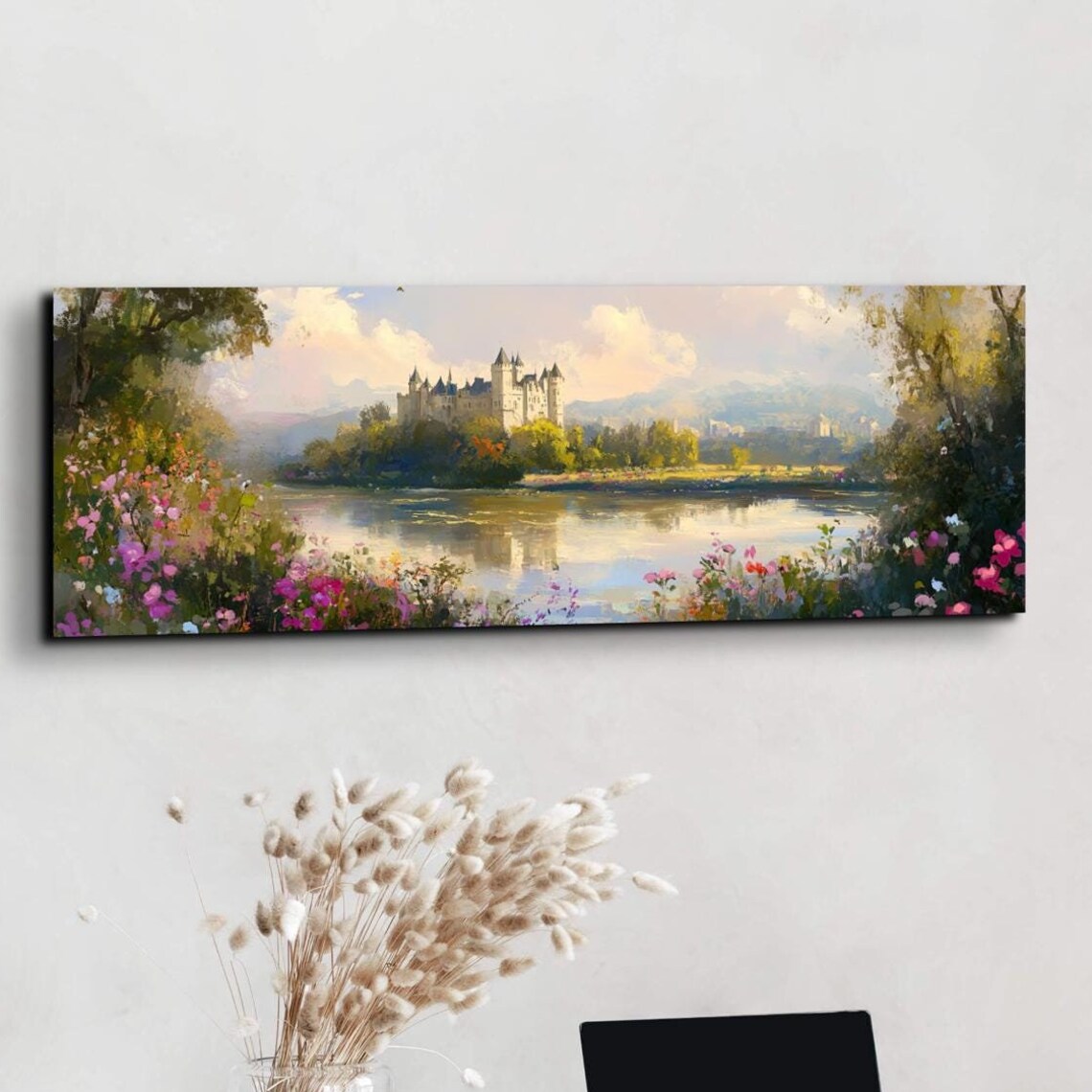 Rustic English Countryside Castle Landscape Art
