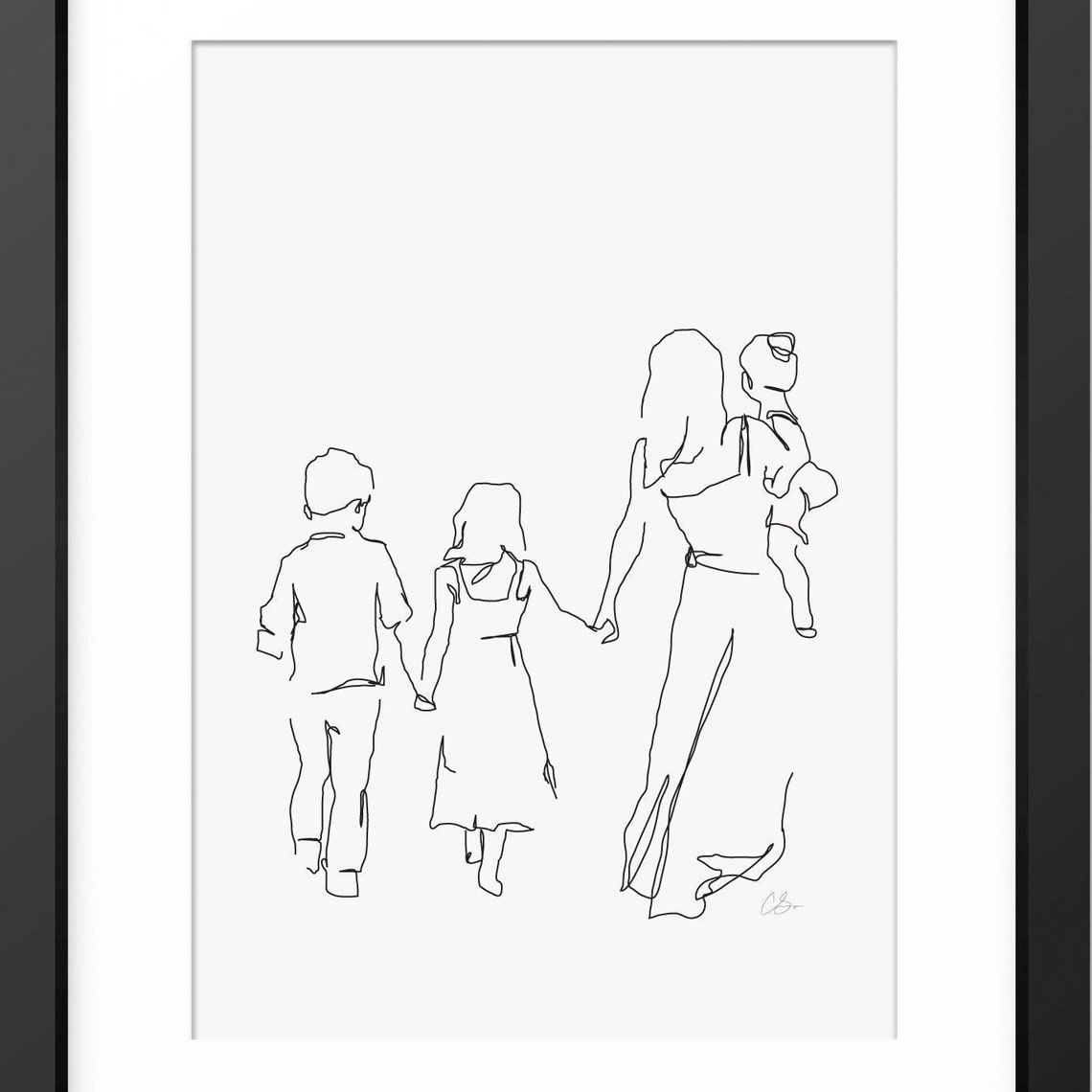 Family Print Family Drawing Family Wall Art Family Illustration Family Line Art Mothers Day Gift Mum Mom Mother And Children Art