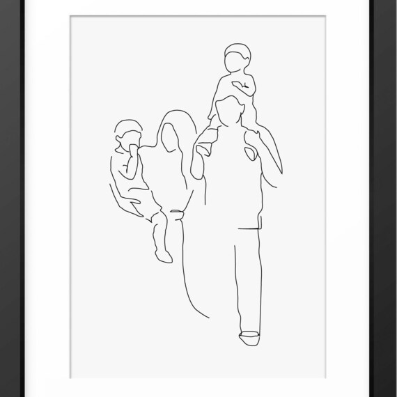 Family Print Family Line Art Family Illustration Family Drawing Mothers Day Gift Gift For Mum Mom Line Art Print Family Art Wall