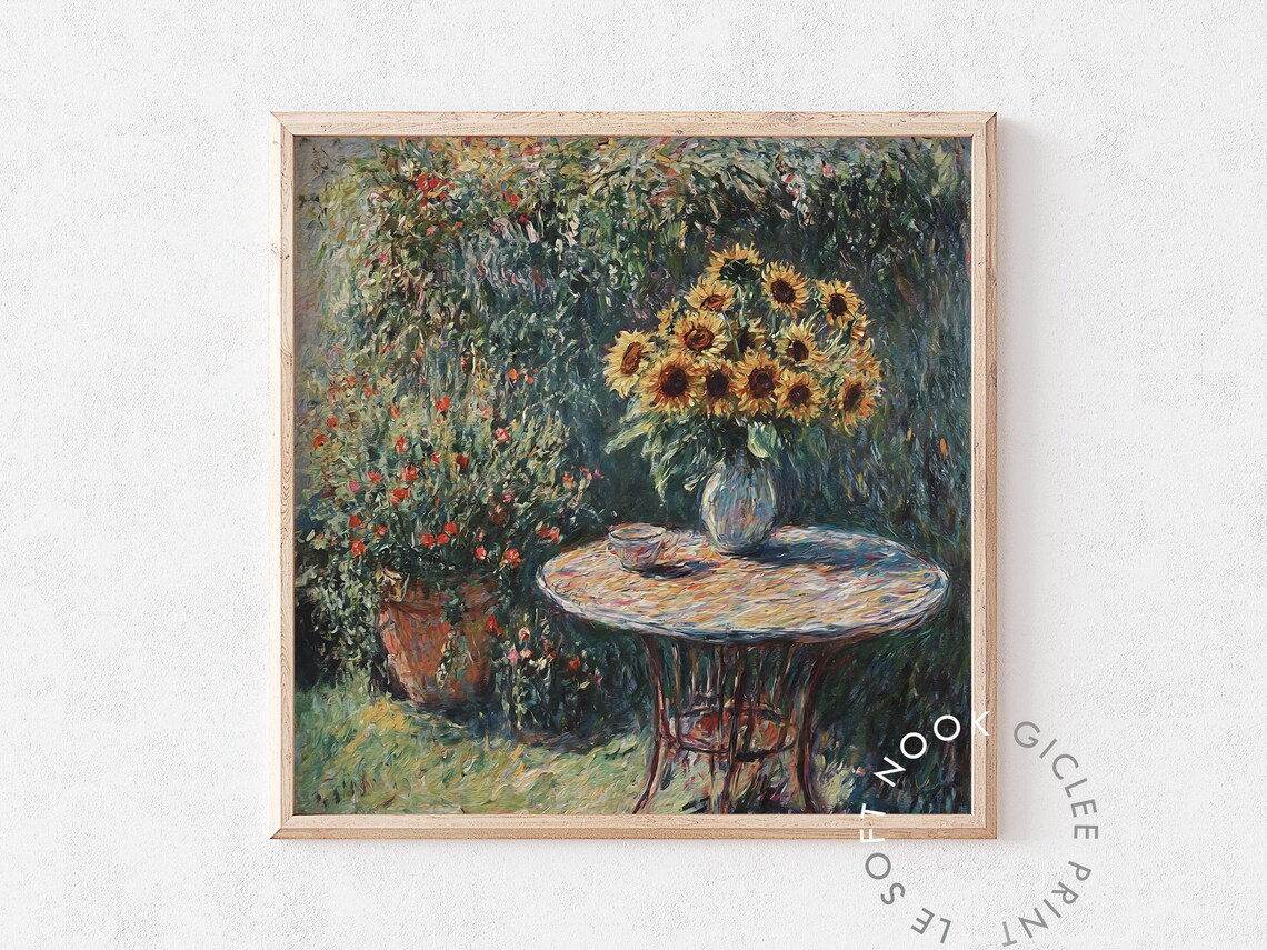 Sunflower Vase Wildflower Garden Table Monet Style Floral Poster