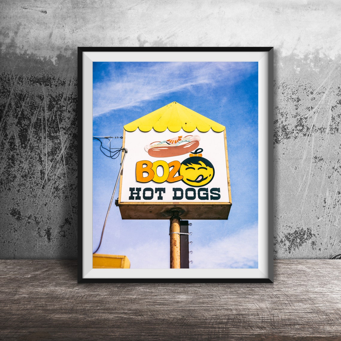 Boz Hot Dogs Morris Illinois Vintage Roadside Sign Photography Poster
