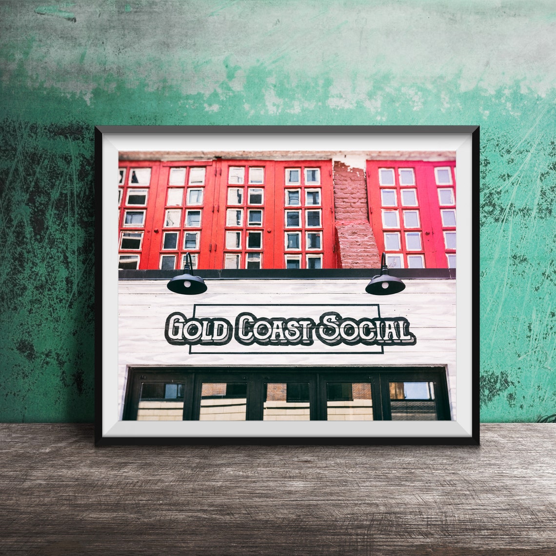 Gold Coast Social Red Shutter Building Front Sign Photo Poster