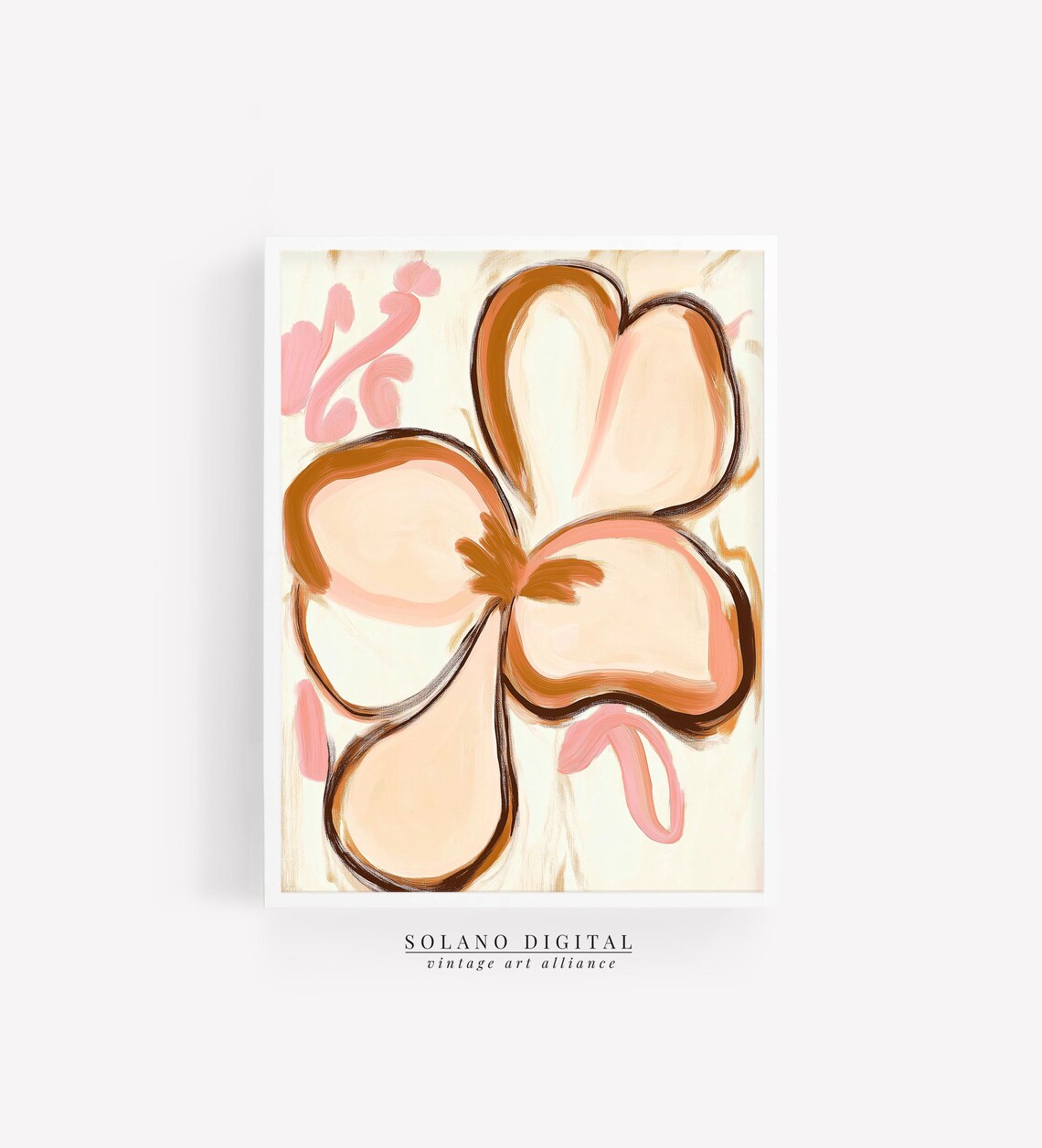 Abstract Floral Art Blush Pink Flower Wall Modern Boho Botanical Print For Bedroom Or Nursery