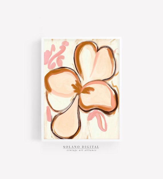 Abstract Blush Pink Floral Painting Boho Botanical Art Poster