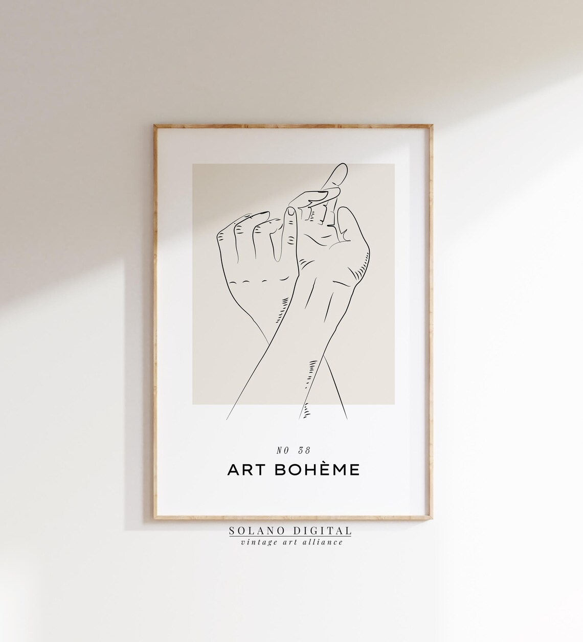 Art Boheme No 38 Intertwined Hands Tender Line Art Love Poster