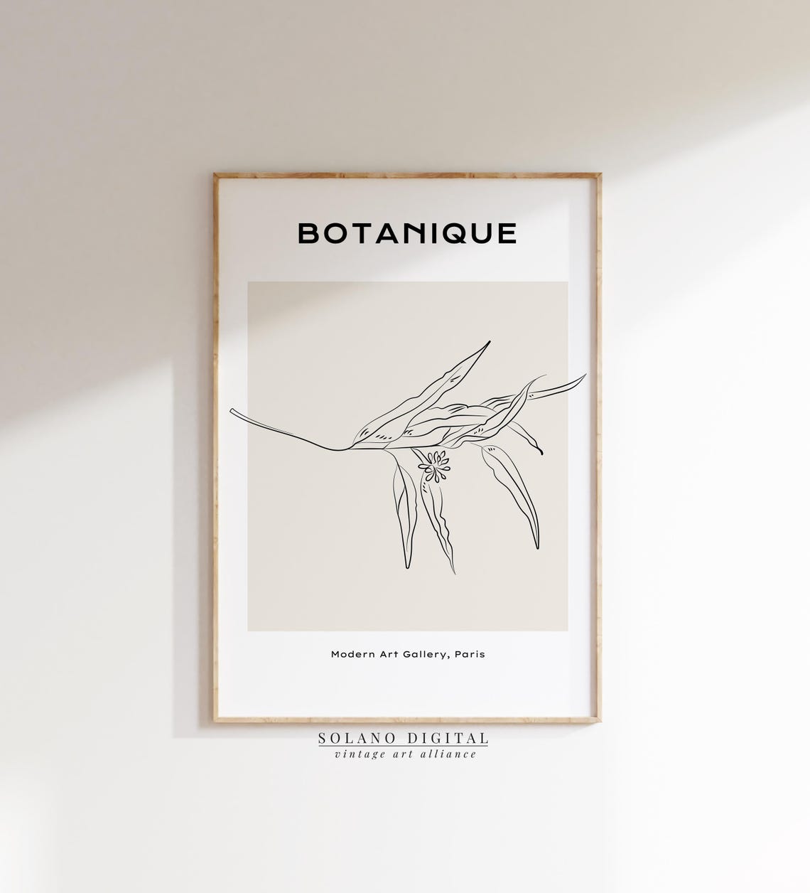 Botanical Line Art Print Minimalist Leaf Wall Modern Paris Gallery Style Poster Neutral Plant