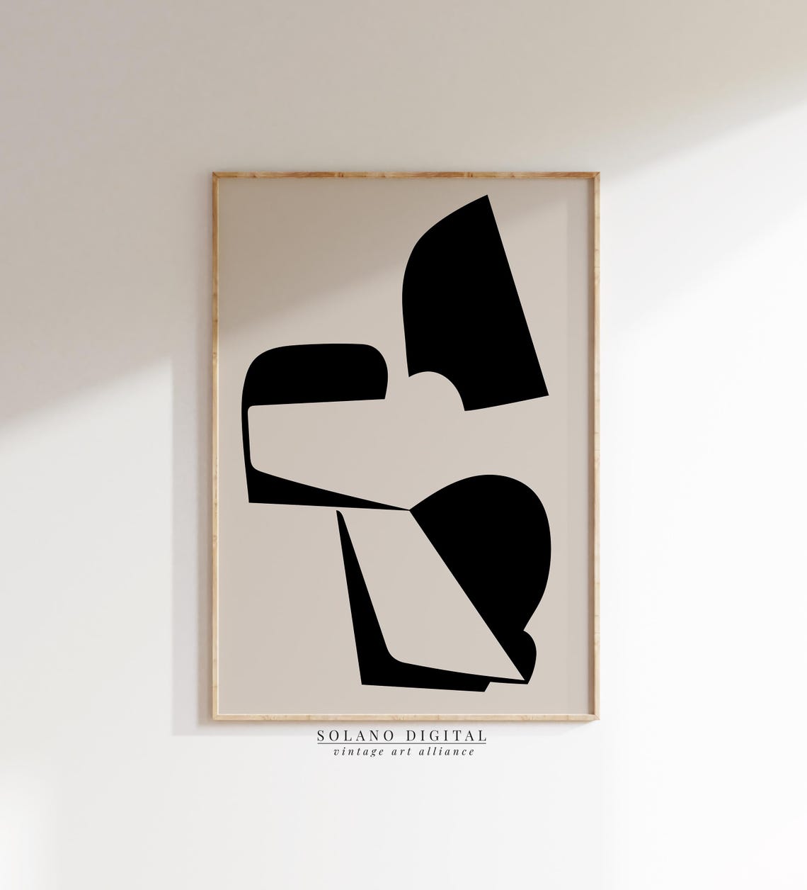 Abstract Black Shapes Beige Modern Nordic Minimalist Art Poster