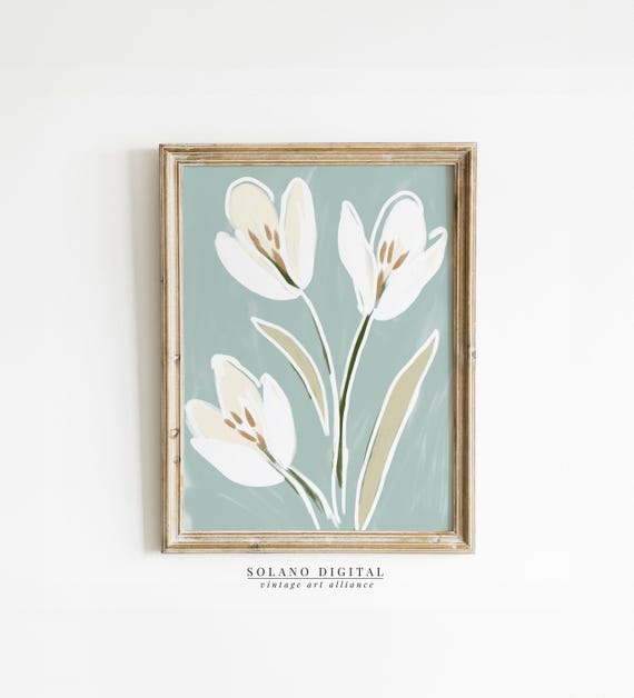 Modern Southern Tulip Floral Art Feminine Botanical Decor Wall Light White Flower Arrangement