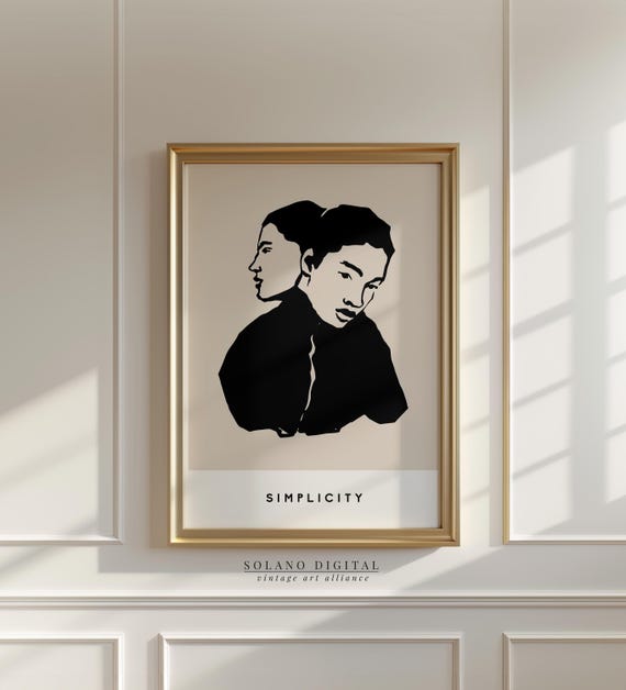 Minimalist Black And White Art Modern Line Drawing Wall Abstract Portrait Simplicity Poster