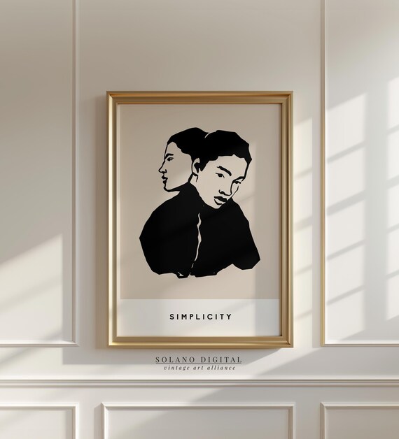 Simplicity Black Ink Woman Portrait Minimalist Line Wall Print