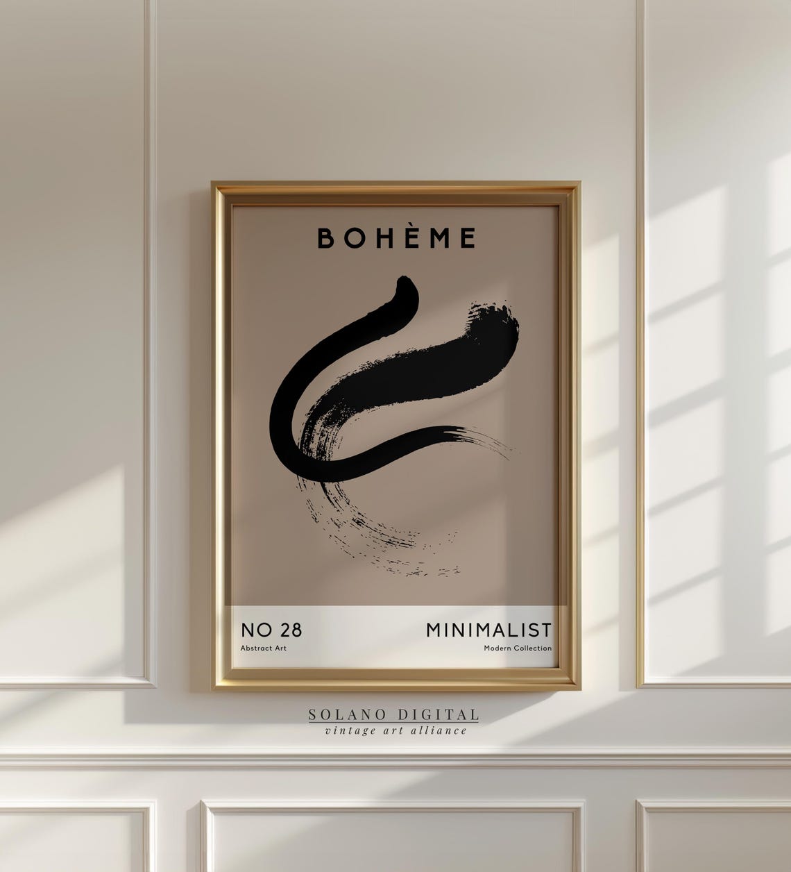 Boheme No 28 Black Brushstroke Minimalist Abstract Ink Poster