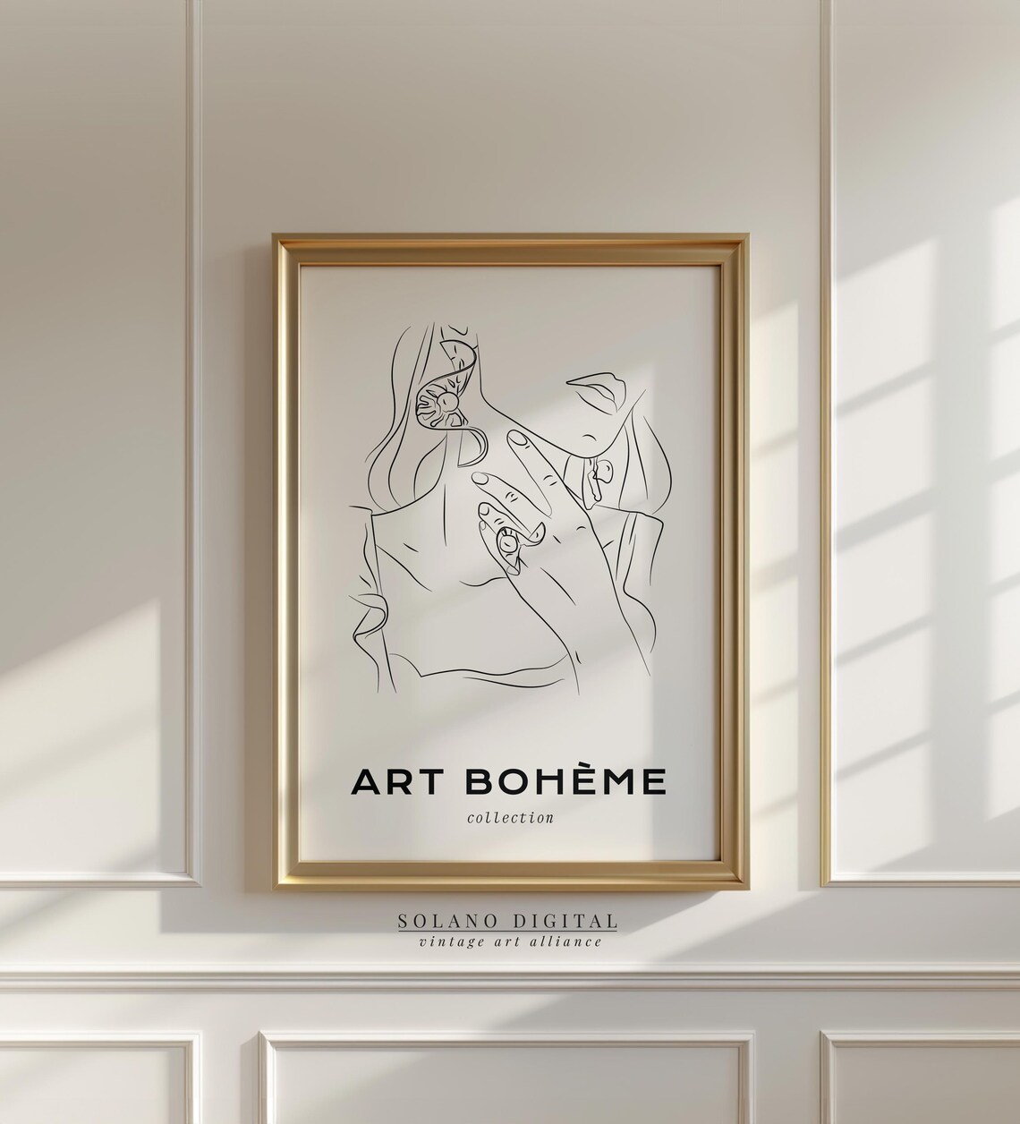 Art Boheme Woman Line Art Face Jewelry Portrait Minimalist Poster