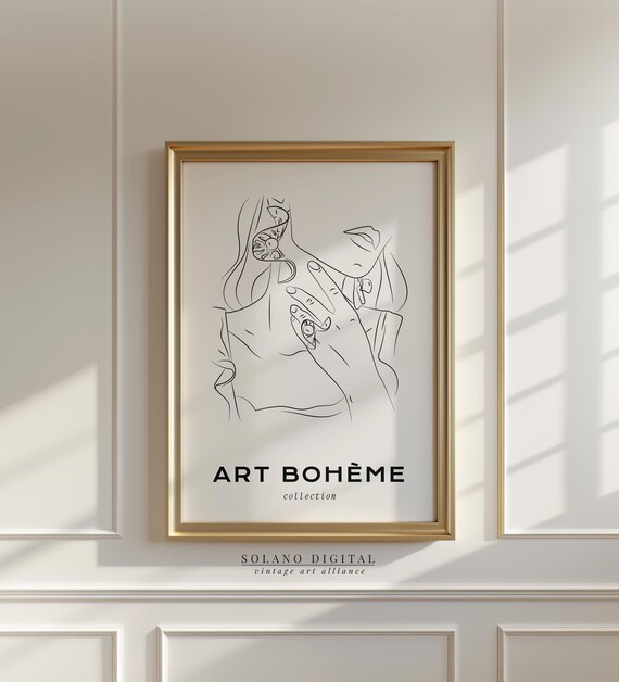 Art Boheme Woman Line Art Face Jewelry Portrait Minimalist Poster