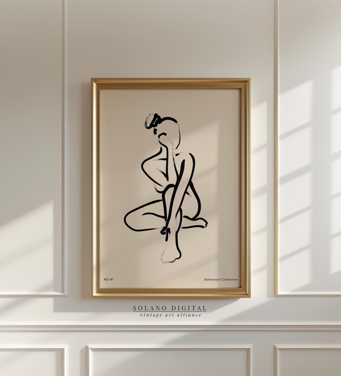 Minimalist Female Figure Line Art, Abstract Boho Poster