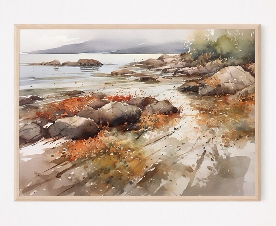 Coral Beach Isle Of Skye Scotland Painting Print Large Wall Art Scottish Landscape Coast