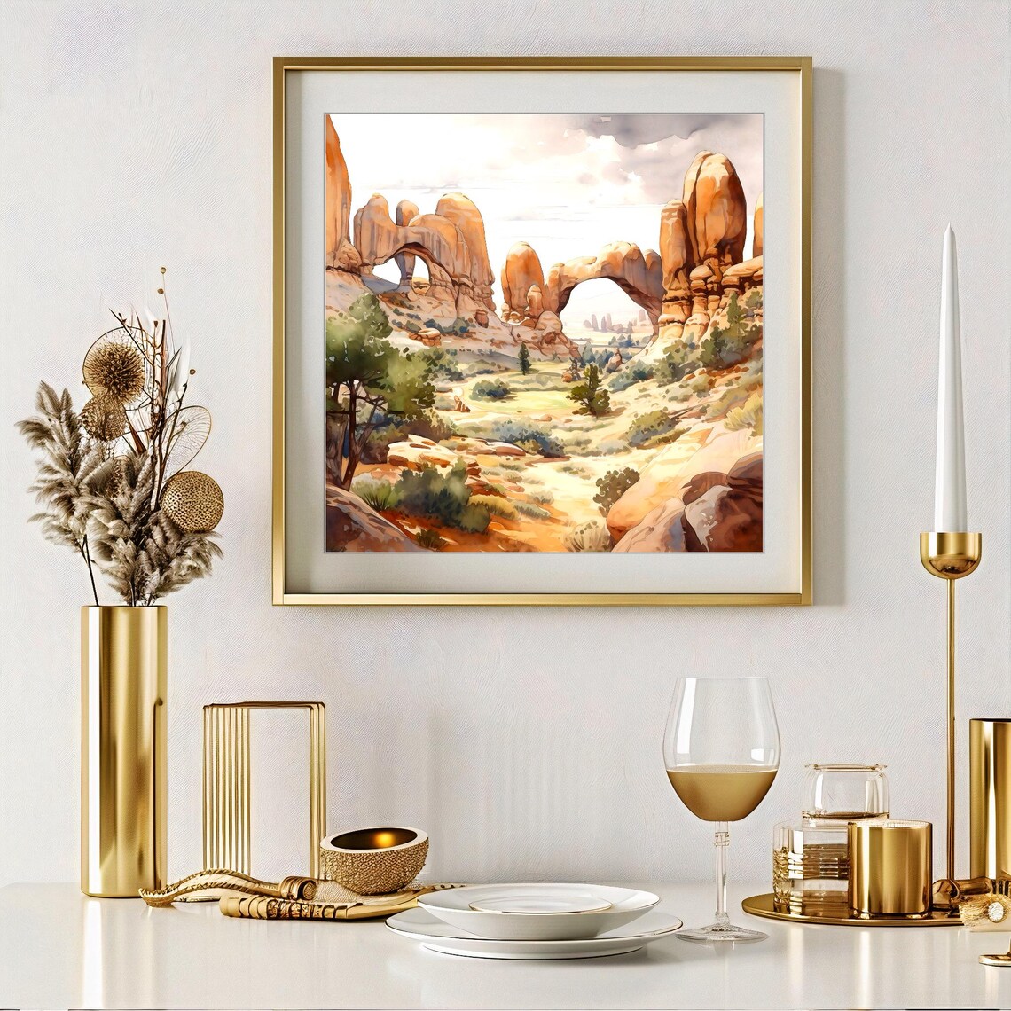 Arches National Park Utah Red Rock Desert Arches Watercolor Poster - Image 4