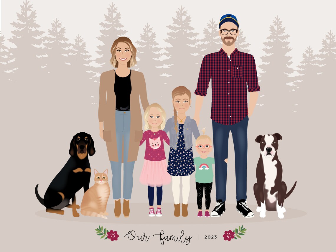 Custom Family Portrait, Personalised Print - Image 5