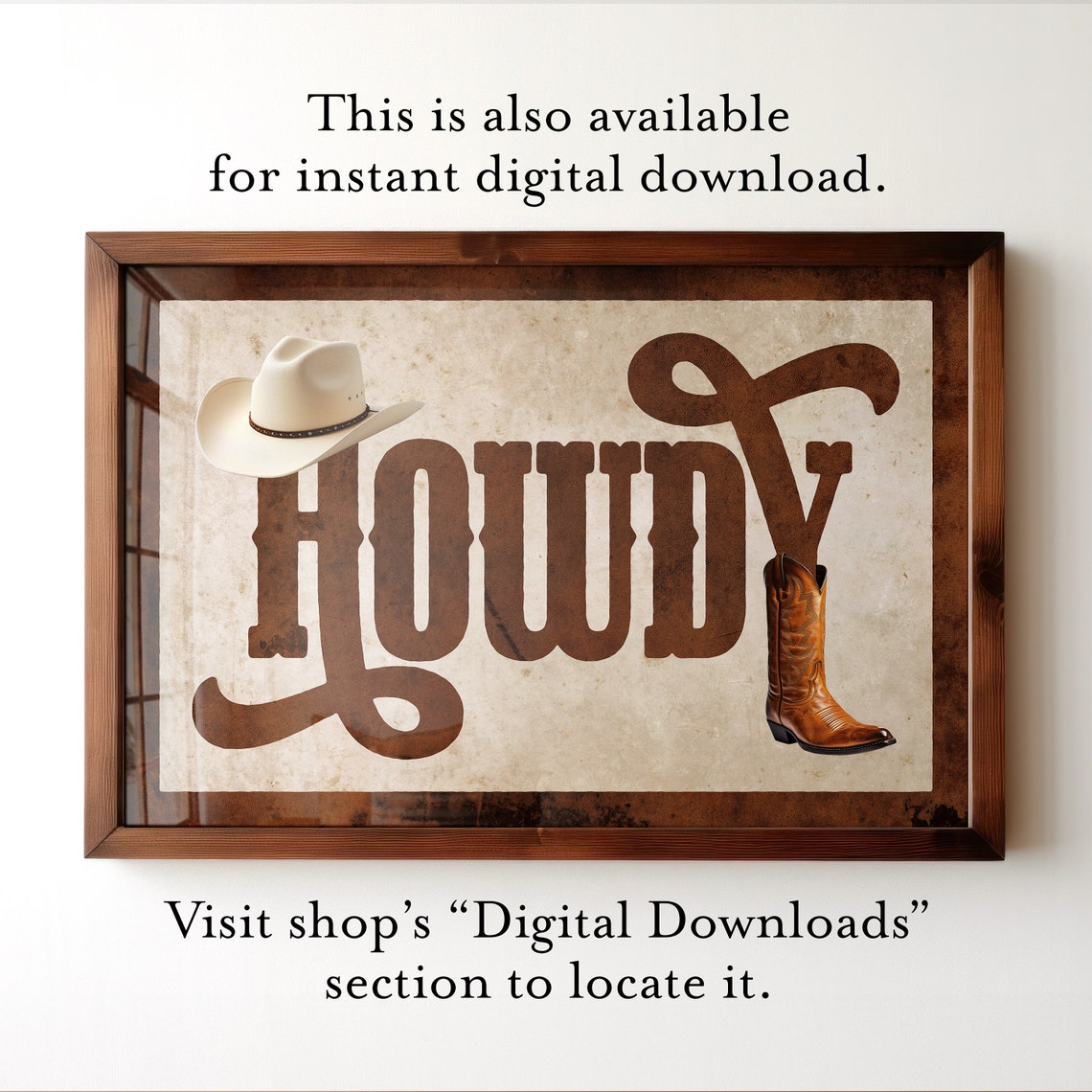 Howdy Cowboy Hat and Boot Photo Art Southwestern Entryway Poster - Image 4