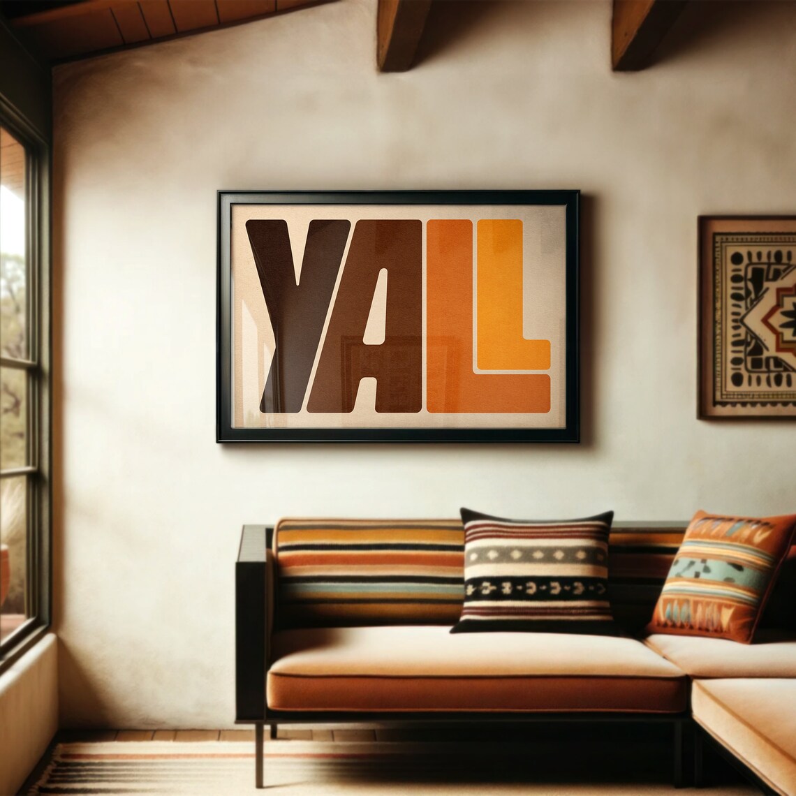Yall Brown Orange Ombre Bold Block Letters Western Wall Poster - Image 2