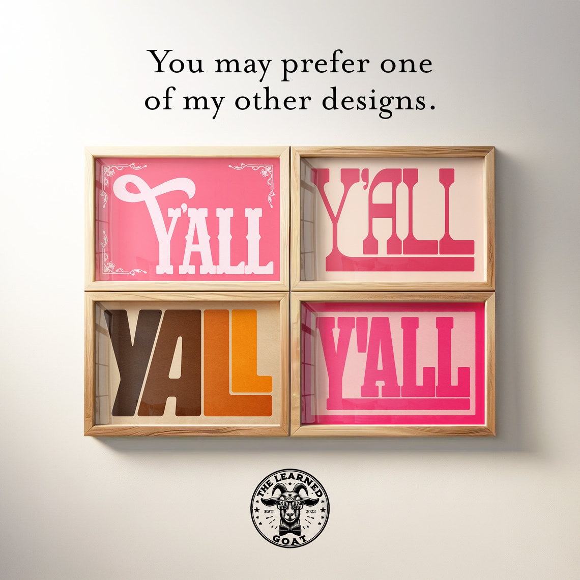Yall Pink Purple Orange Ombre Modern Block Letters Wall Poster - Image 4