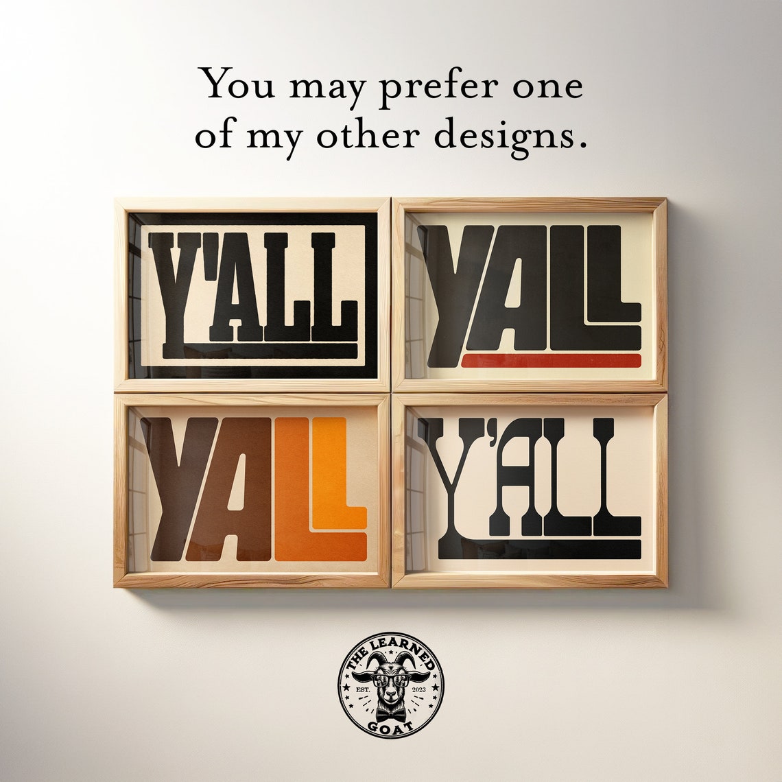Yall Black Rounded Bold Type Modern Minimalist Western Poster - Image 4