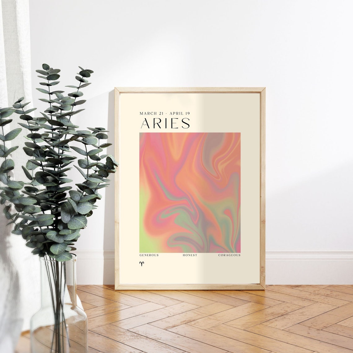 Aries Zodiac Horoscope Fiery Swirl Aura Traits Astrology Wall Art - Image 3