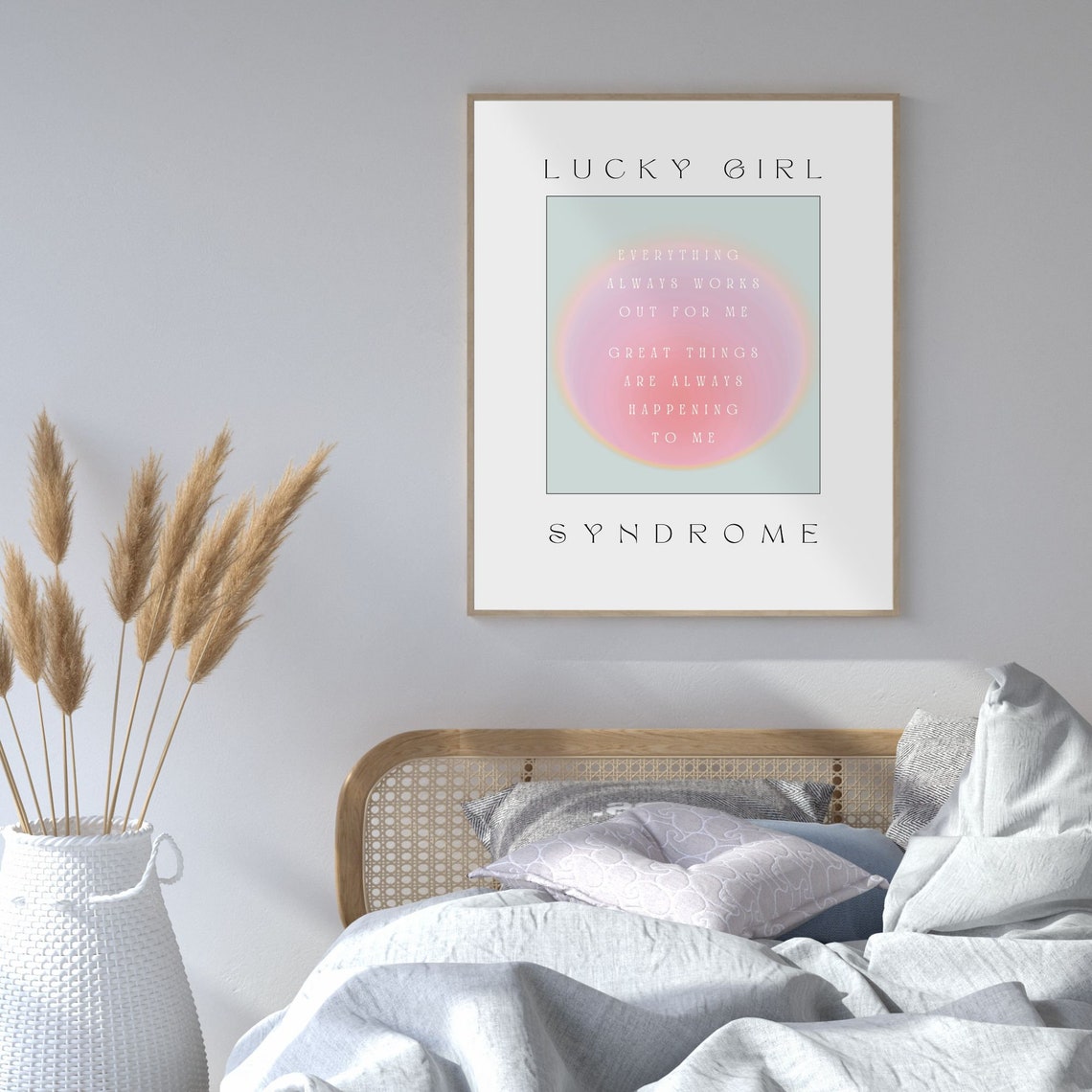 Lucky Girl Syndrome Art Print Lucky Girl Quote Aura Poster Trendy Wall Art Manifestation Poster Aesthetic Print - Image 3