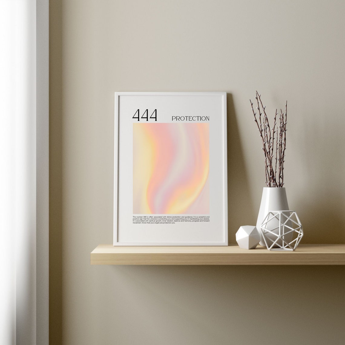Angel Number 444 Protection Peach Aura Gradient Spiritual Poster - Image 3