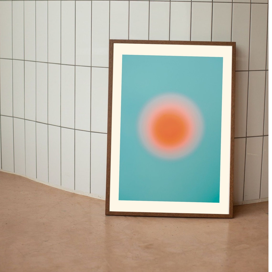 Turquoise Aura Gradient Orb Minimal Spiritual Decorative Poster