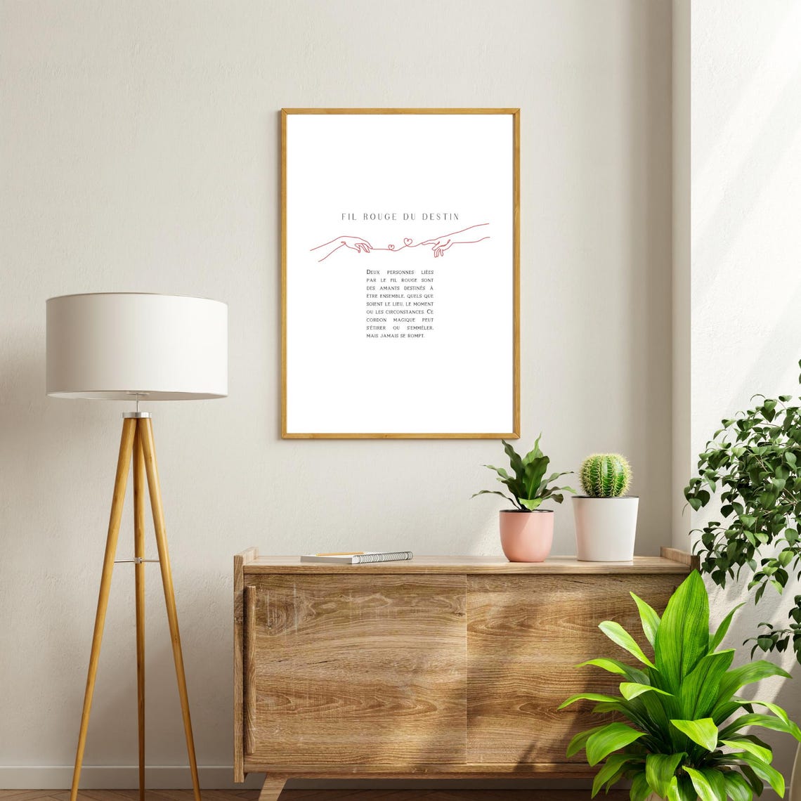 Fil Rouge Du Destin Red String Of Fate Lovers Line Art Poster - Image 4