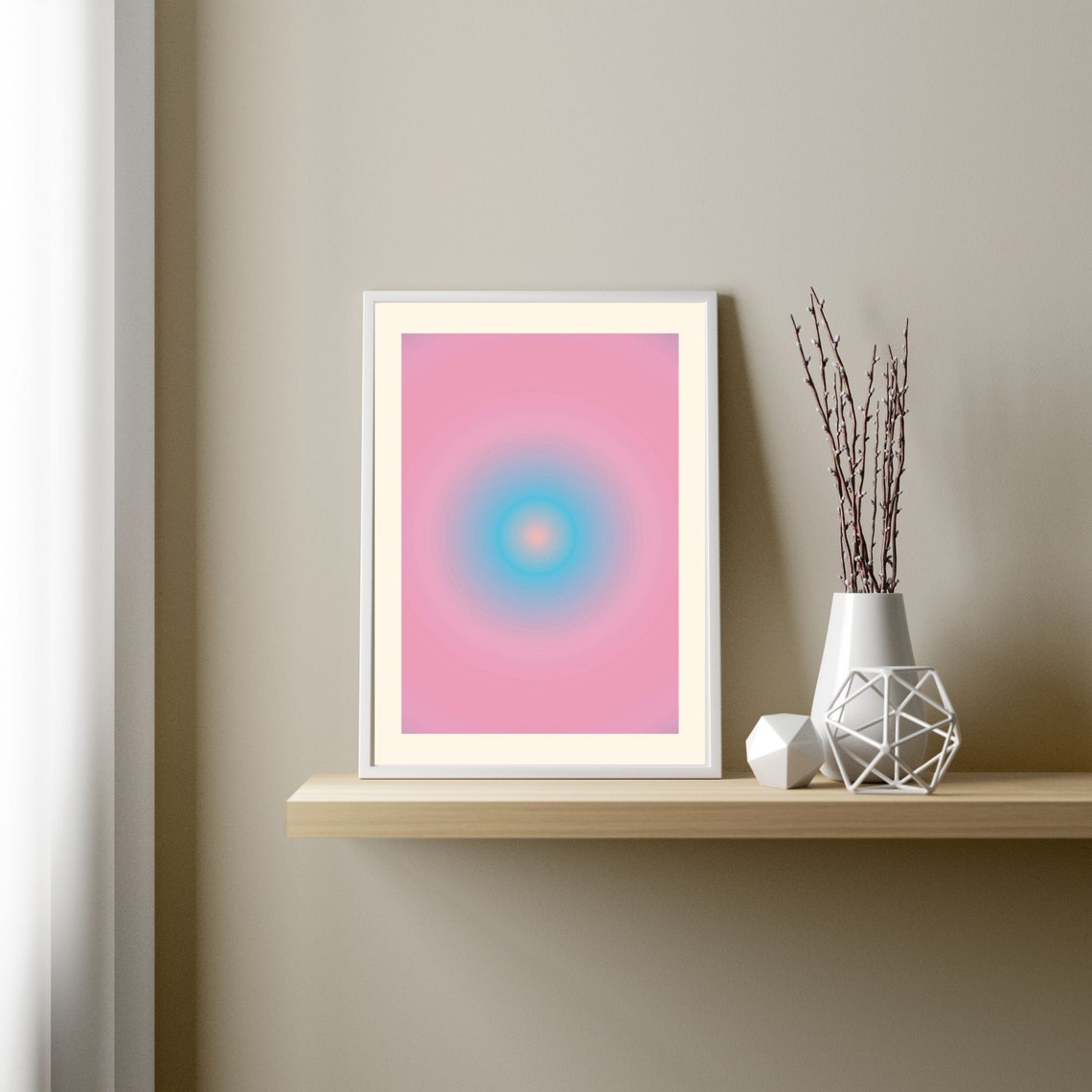 Pink Blue Aura Gradient Orb Minimal Spiritual Decorative Art Poster - Image 3