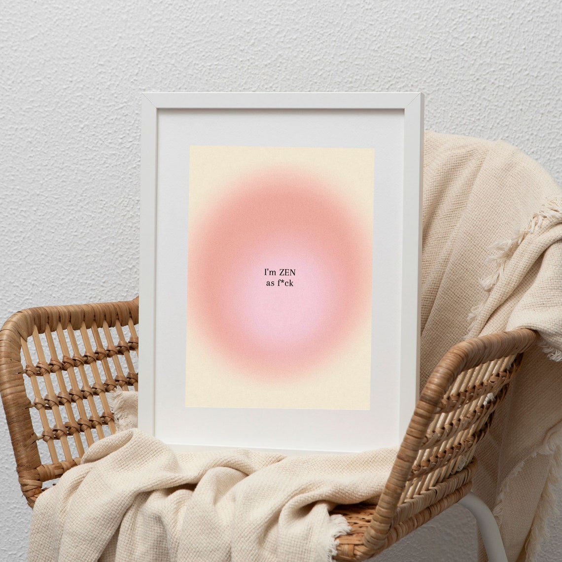 Funny Zen Aura Quote Pink Gradient Minimalist Yoga Room Poster - Image 2