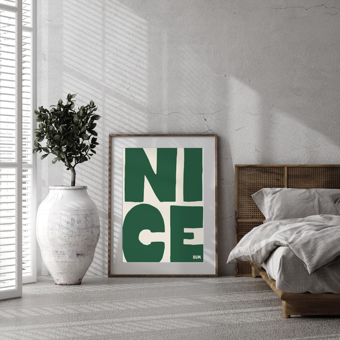 Nice Bum Cheeky Bold Green Typography Funny Quote Art Poster - Image 3