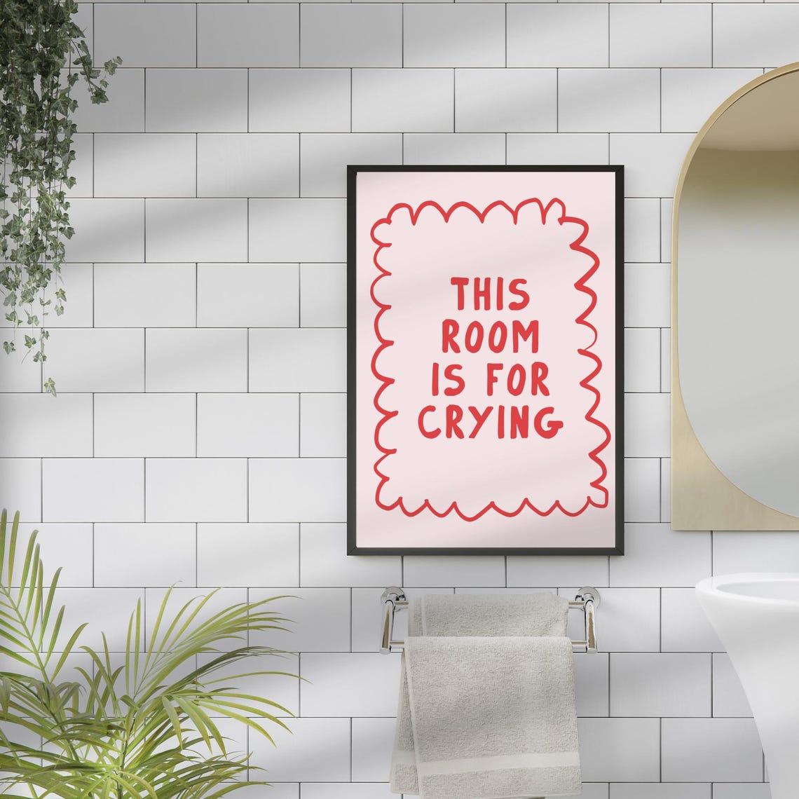 This Room Is For Crying Funny Red Pink Hand Drawn Quote Poster Dorm - Image 2