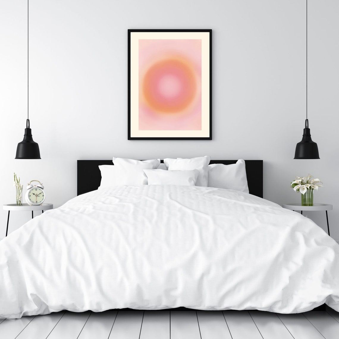 Peach Pink Aura Gradient Orb Minimal Spiritual Decorative Poster - Image 4