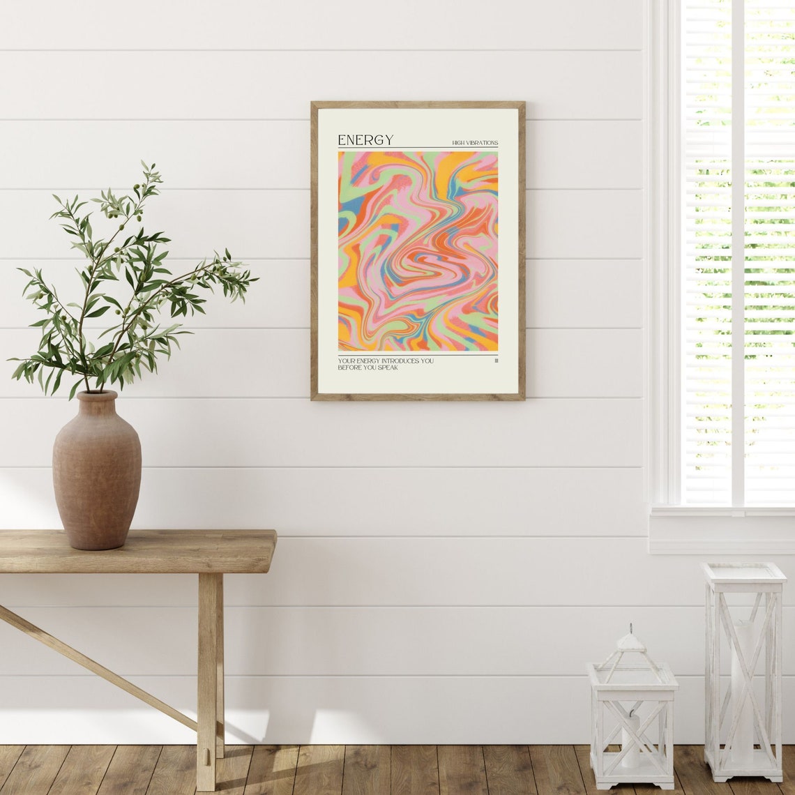 Energy High Vibrations Colorful Marble Swirl Motivational Poster - Image 4