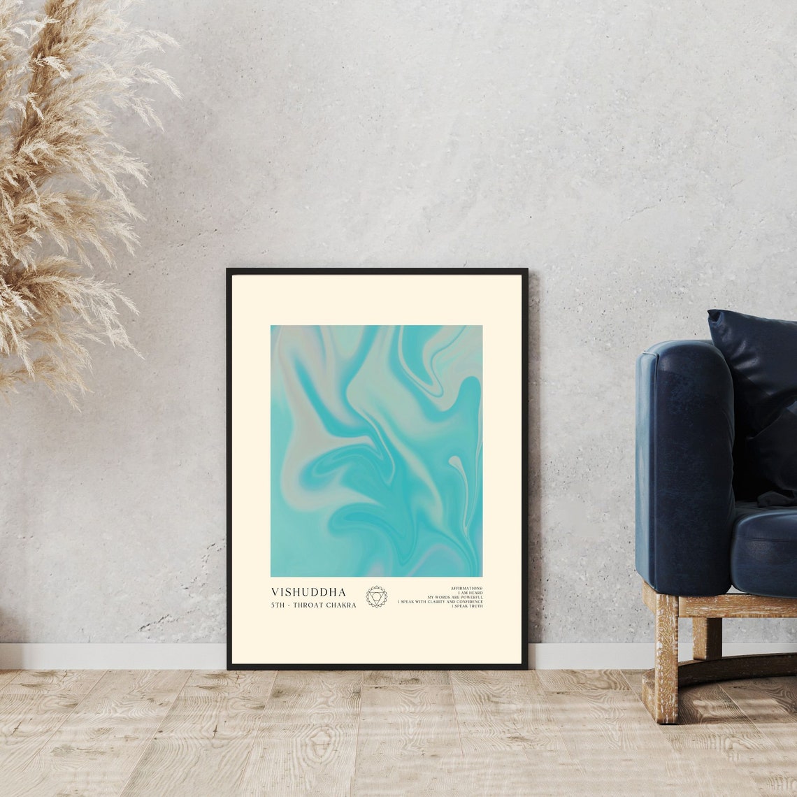 Vishuddha Throat Chakra Teal Aura Spiritual Yoga Meditation Wall Art - Image 3