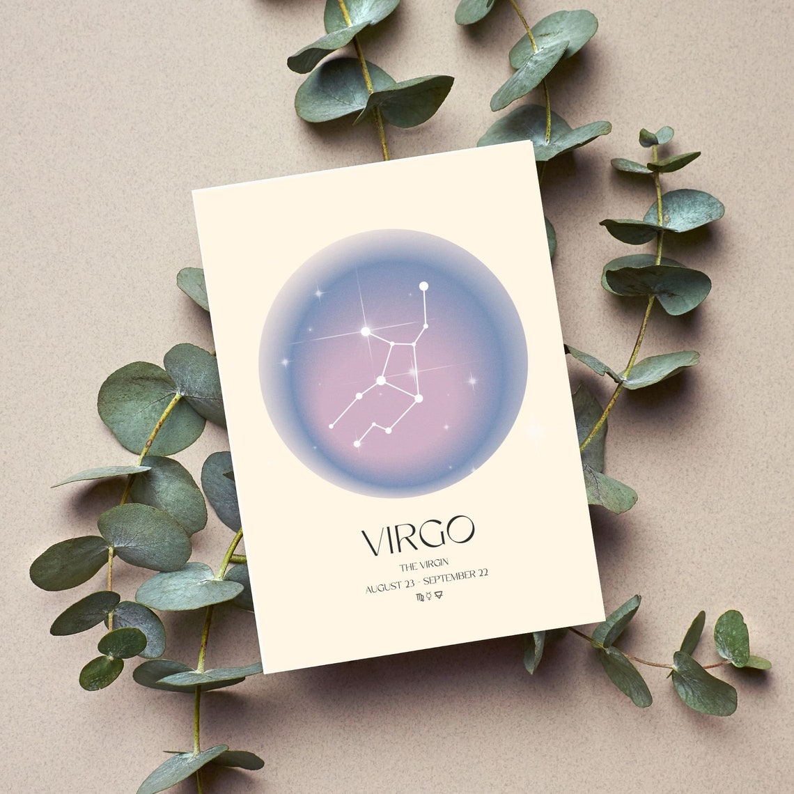 Virgo Constellation Blue Pink Aura Zodiac Virgin Star Sign Poster - Image 2