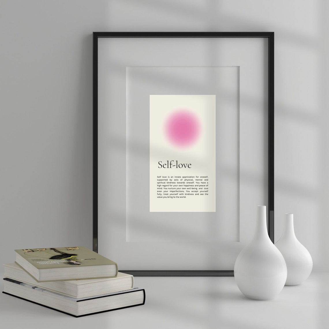 Self Love Definition Pink Aura Minimalist Affirmation Quote Poster - Image 4