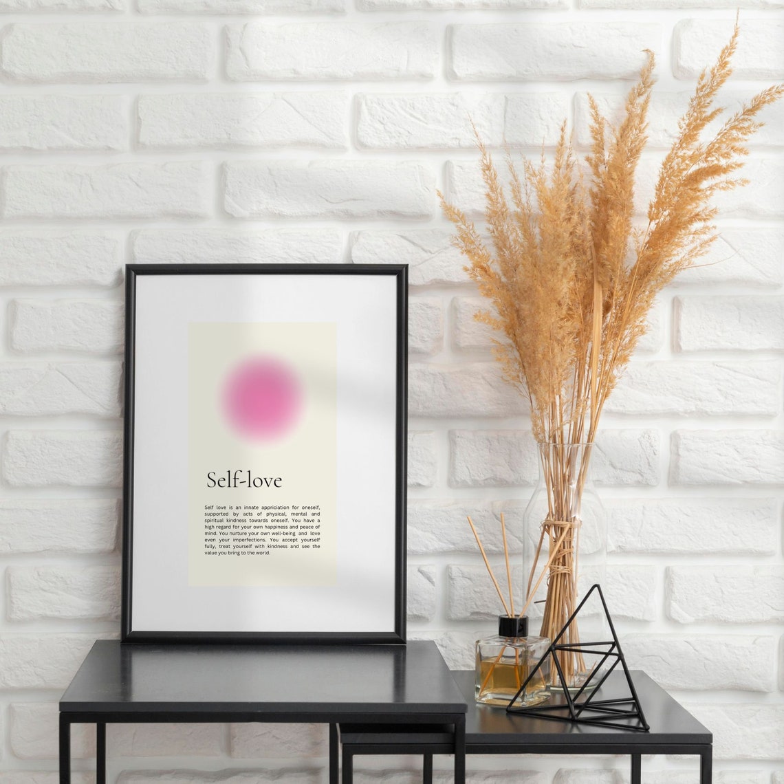 Self Love Definition Pink Aura Minimalist Affirmation Quote Poster - Image 3