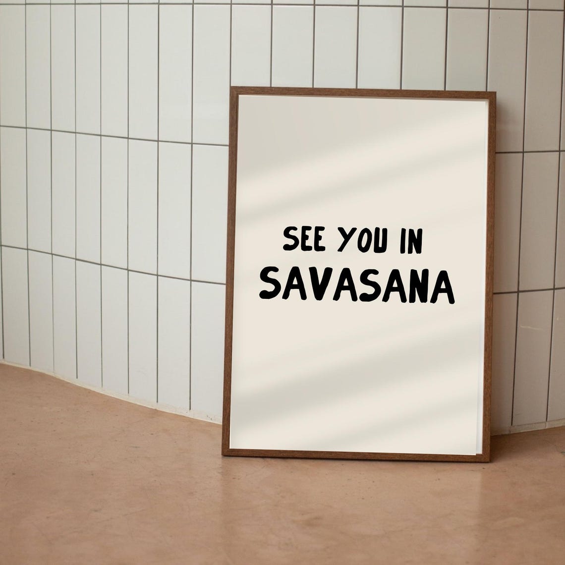 See You In Savasana Funny Yoga Quote Hand Lettered Cream Poster Art - Image 4