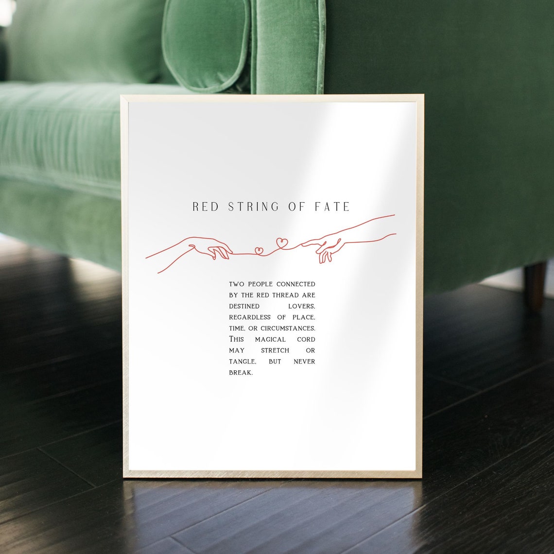 Red String Of Fate Lovers Line Art Minimalist Love Quote Poster