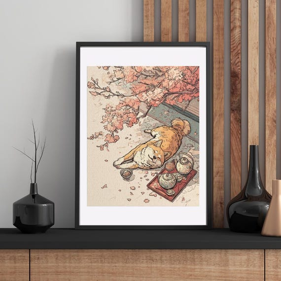 Shiba Inu Cherry Blossoms Puzzle 120 252 500pieceukiyo E Artworkjapanese Art Jigsaw Puzzlesjapanese Style Puzzleshiba