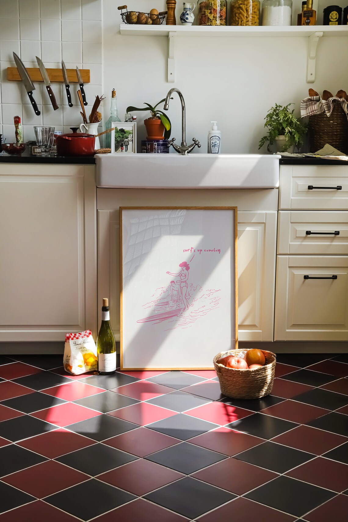 Vintage Western Surfing Pink Poster Print - Image 3