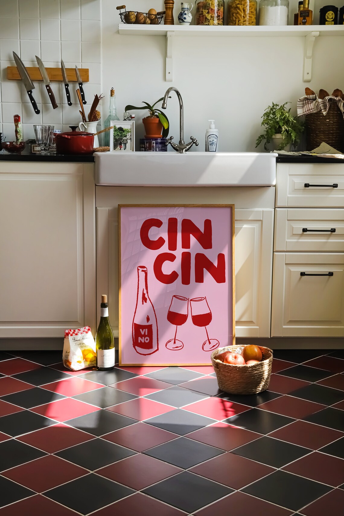 Cin Cin Retro Wine Poster, Bar Cart Wall Art - Image 5