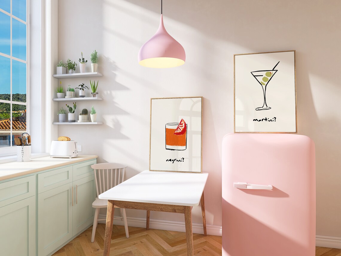 Negroni Cocktail Print, Bar Cart Kitchen Decor - Image 3