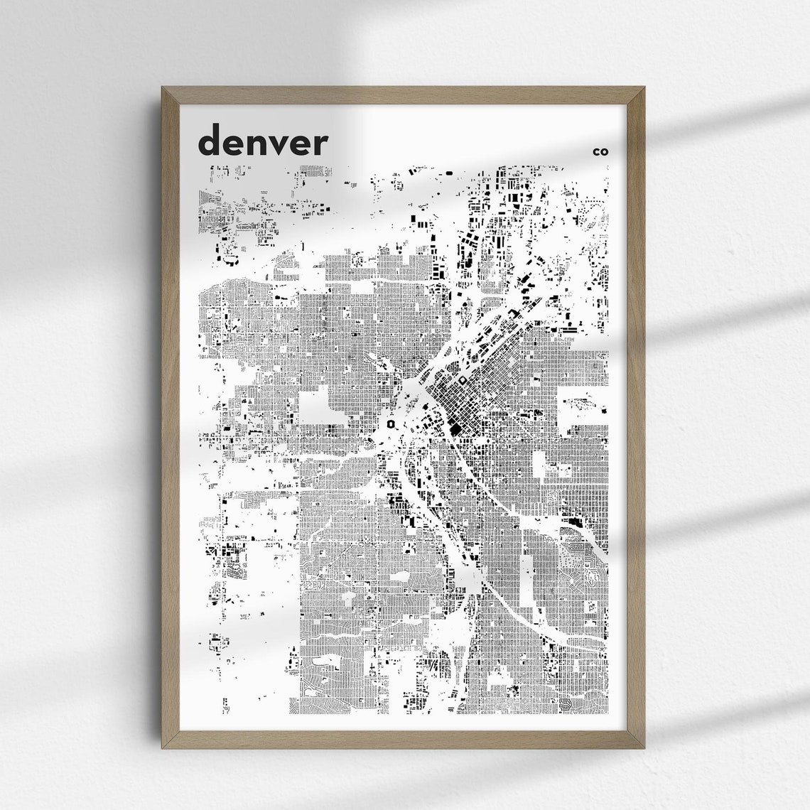Denver City Map Co Minimalist Gift For Traveler Poster Wall Art Home Decor Office
