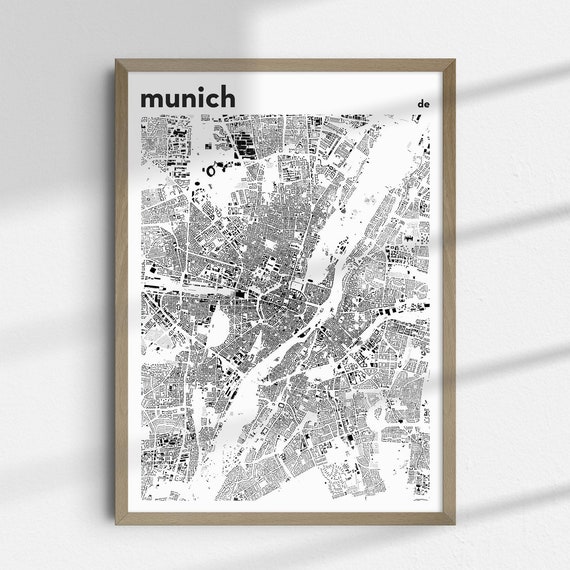 Munich City Map Germany Wall Art Mnchen Print Gift For German Deutschland Minimalist Home Decor