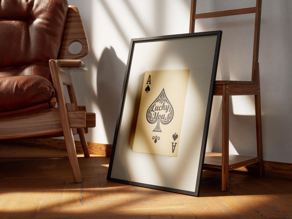 Lucky You Ace Of Spades Retro Playing Card Print - Image 4