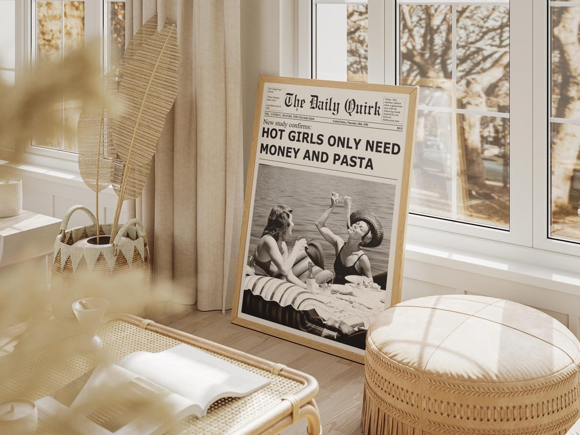 Pasta Newspaper Print, Vintage Dorm Room Decor - Image 4